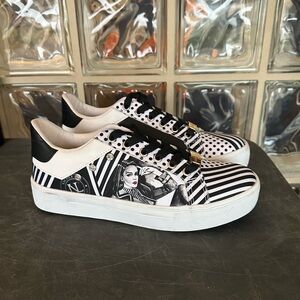 Nicole Lee Black and White Embellished Sneakers